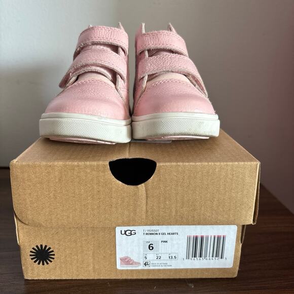 UGG T Rennon II Toddler Boots Pink Leather (Size 6c) - Picture 1 of 3
